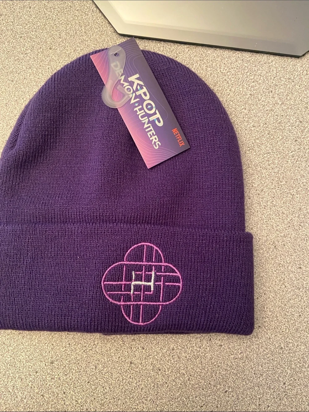 Netflix Purple Beanie with Pink Embroidered Design - Kids
